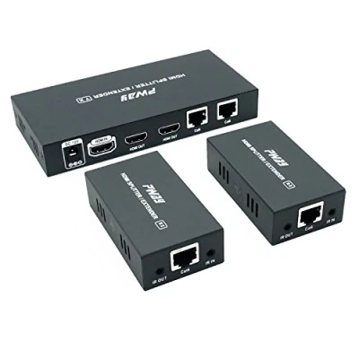 Abbildung von PW HTS0102IR（POC） 1X2 Port HDMI Splitter Extender/Verteiler Ultra HD 1080P Ohne Verzögerung 60m über CAT6 Kable Unterstützt EDID and IR（1 In 2 Out）