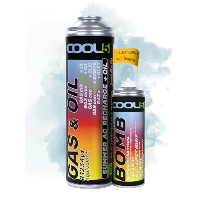 Abbildung von COOL5 2in1 r1234yf kältemittel nachfüllset mit Öl, für Klimaanlagenbefüllung Fahrzeuge nach 2016 + Refresher Bombe Universalreiniger 500ml