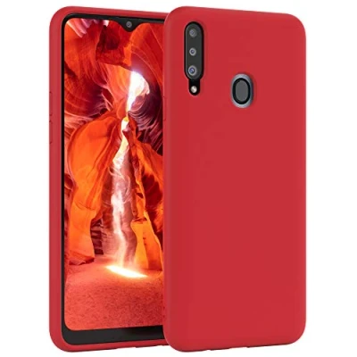 Abbildung von EAZY CASE Premium Silikon Handyhülle kompatibel mit Samsung Galaxy A20s, Slimcover Kameraschutz und Innenfutter, Silikonhülle, Schutzhülle, Bumper, Handy Case, Hülle, Softcase, Rot