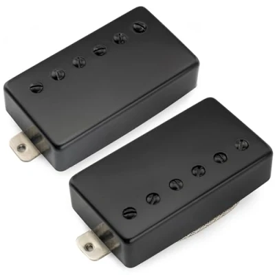 Abbildung von Musiclily Pro LP CBLA Alnico 5 Covered Humbucker Tonabnehmer Hals Steg Pickups Set 7,8K/8,8K für Style E Gitarre, Schwarz