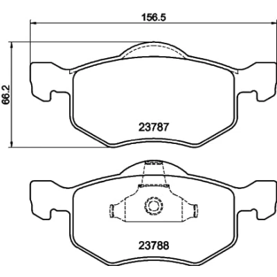 Abbildung von HELLA 8DB 355 010 141 Bremsbelagsatz nicht für Verschleißwarnanzeiger vorbereitet FORD: Maverick SUV, MAZDA: Tribute Station Wagon