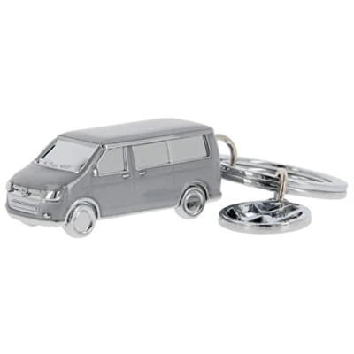 Abbildung von BRISA VW Collection Volkswagen 3D Metall Schlüssel Anhänger Ring Schlüsselbund Accessoire im T5/T6 Bulli Bus Design (Classic Bus/Grau)
