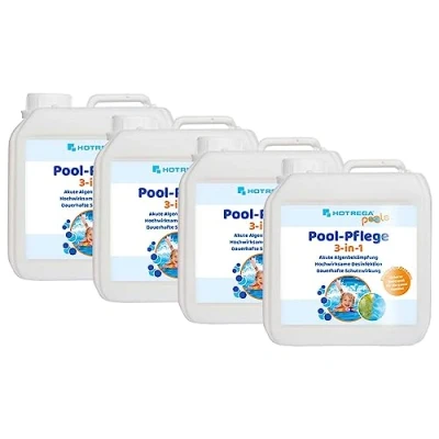 Abbildung von HOTREGA Pool Pflege 3in1 Konzentrat, 2 Liter: Effektiver Algenvernichter, Desinfektion &amp; Algenverhütung für kristallklares Wasser (4X Liter)