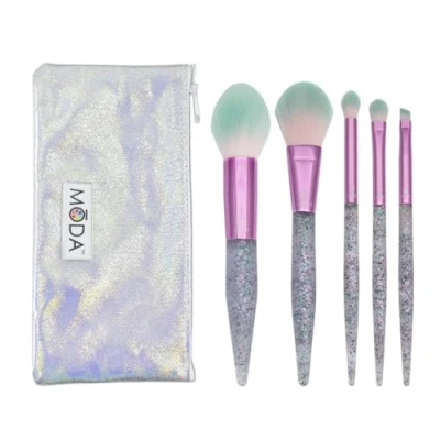 Abbildung von Moda Royal &amp; Langnickel BMD GBSET6PK Glitzerbombe, komplettes Make up Pinsel Set mit Tasche, spitzes Puder, Rouge, Falten, Lidschatten und Linienpinsel, Rosa, 6 Stück