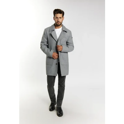 Abbildung von DREIMASTER Vintage Herren Kurzmantel aus Wollmischung M / Grau Melange 77% Polyester 15% Wolle 5% Polyacryl 3% Viskose