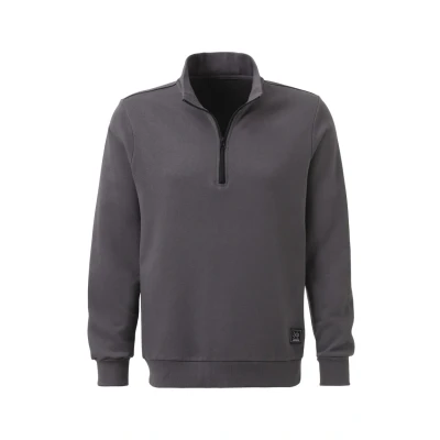 Abbildung von John Devin Sweatshirt Troyer mit schwarzem Reißverschluss am Kragen, aus Baumwoll Mix