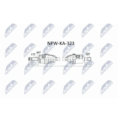 Abbildung von NTY NPW KA 323 Antriebswelle Vorderachse 680 Schaltgetriebe KIA: cee‘d I Kombi, Schrägheck