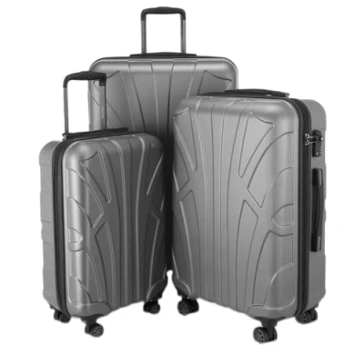 Abbildung von SUITLINE 3er Koffer Set Trolley Rollkoffer Hartschalen Reisekoffer, TSA, (55 cm, 66 76 cm), 100% ABS, Matt, Silber