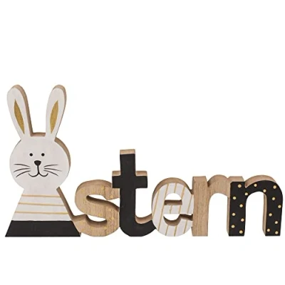 Abbildung von itsisa Deko Schriftzug Ostern aus Holz Oster schwarz weiß, Osterdeko (Ostern 4)