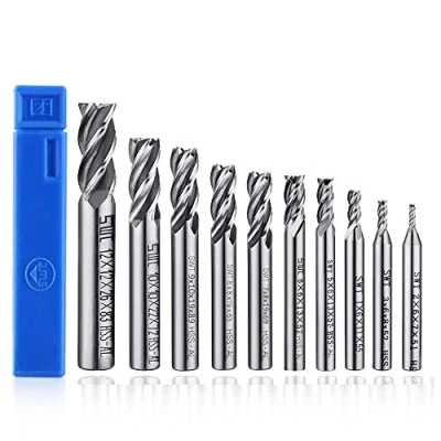 Abbildung von ASNOMY 10Stück HSS Schaftfräser CNC Drehmaschine geraden Schaft 2 12 mm, 4 Flöte Spiralfräser Schneide Schaftfräsersatz Drill End Mill Fräser Bit 2/3/4/5/6/7/8/9/10/12 mm