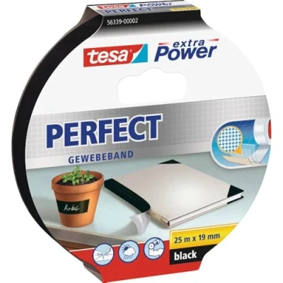 Abbildung von 8 x Tesa Gewebeband extra Power Perfect 19mmx25m schwarz