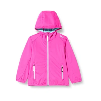 Abbildung von CMP Mädchen Leichte Softshelljacke für Kinder mit Fester Kapuze Jacke Kokon Mantel, Lila Fluo Aqua, 164