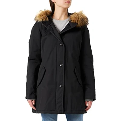 Abbildung von Marc O&#039;Polo Damen 71139 Kurzmantel mit Thermore Ecodown Füllung, warme Winterjacke ohne Daunen, Mantel großer Kapuze, Schwarz (Black 990), (Herstellergröße: 32)
