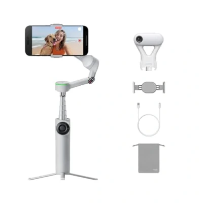 Abbildung von Insta360 Flow 2 Pro KI Tracker Bundle Grau Faltbarer AI Phone Gimbal, Tracking in 200+ Apps mit Apple DockKit, 360º Pan Tracking, integr. Stativ/Selfie Stick, Fernbedienung, Spotlight/Rucksackhalter