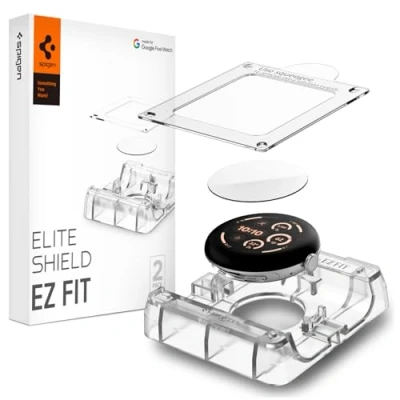 Abbildung von Spigen Eliteshield EZ Fit Schutzfolie kompatibel mit Google Pixel Watch 3/2/1 41mm, 2 Stück, Positionierhilfe für Installation, Anti Kratzer, EPU Folie