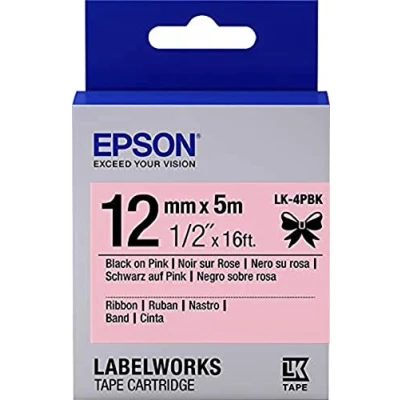 Abbildung von Epson Tape/LK 4PBK Satin 12mm 5m Black/Pink, C53S654031