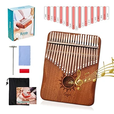Abbildung von Kalimba Marimbaphone Daumenklavier 21 Schlüssel Marimba mit Stimmhammer Tragebeutel Thumb Piano Afrikanisches Musikinstrument für Musikliebhaber Anfänger Kinder Geschenk Finger