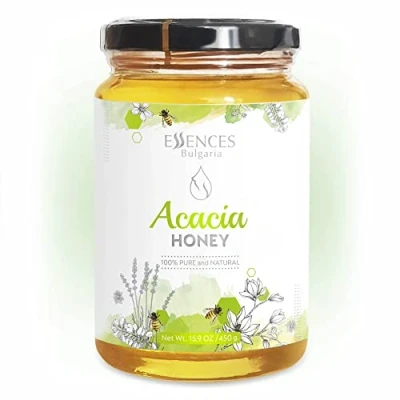 Abbildung von Essences Bulgaria Akazien Honig 450 GR Naturbelassen Höchste Qualität 100% Reinheit Ohne Zusatzstoffe Purer Bienenhonig Gentechnik Gluten Frei 450gr.