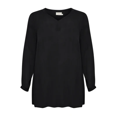 Abbildung von KAFFE CURVE Tunika KCami Damen Große Größen Casual Langarm V Ausschnitt Bluse Black deep 42