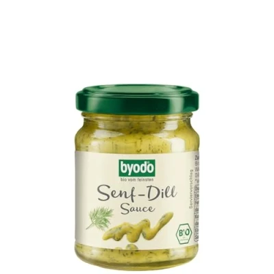 Abbildung von Bio Senf Dill Sauce 125 ml Byodo 100% Zutaten, Cremige Konsistenz, Frische Kräuternote, Vielseitig einsetzbar, Ideal für Gerichte, Kleinchargen Produktion