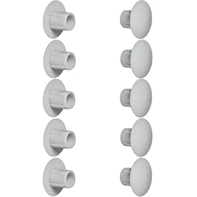 Abbildung von cyclingcolors 10x Abdeckkappen Kunststoff Blindbohrung Stopfen Blindstopfen Abdeckung Möbel (Ø5mm (10mm)/lichtgrau RAL 7035)
