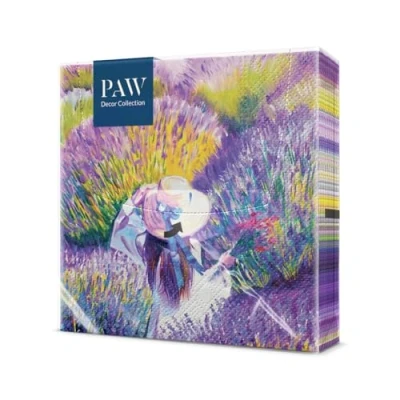Abbildung von PAW Servietten 3 lagig (33 x 33 cm) I 20 Stück Perfekt für Geburtstage, Partys, Hochzeiten, Kommunion und Feiern Tischdeko Bunte Papierservietten Lavendel Sonnenuntergang Lavender Sunset