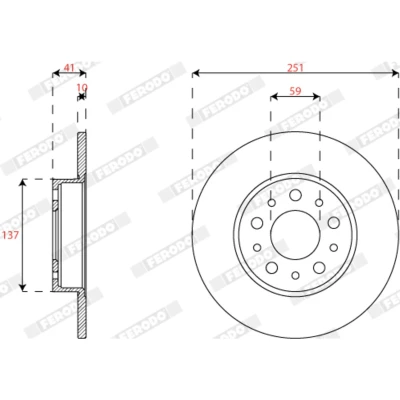 Abbildung von FERODO DDF2777C Bremsscheibe 251 10 5 98 voll beschichtet ohne Schrauben FIAT: Tipo Schrägheck, Limousine, Kombi