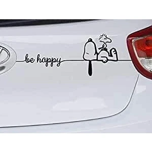Abbildung von Generic Snoopy Woodstock Be Happy Aufkleber 2 teilig (schwarz)