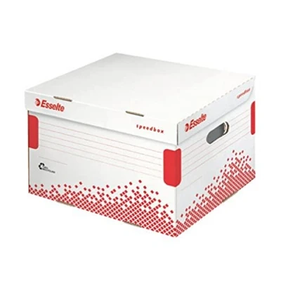 Abbildung von Esselte 623912 Archiv Klappdeckelbox SPEEDBOX, Groß: M, weiß/rot
