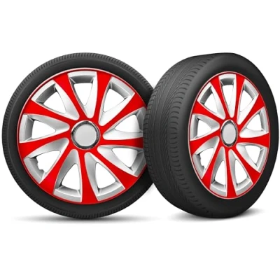 Abbildung von Auto Radkappen Radzierblenden 4er Set passend für alle Stahlfelgen Einstellbarer Sicherungsring 13 Zoll Rot Silber
