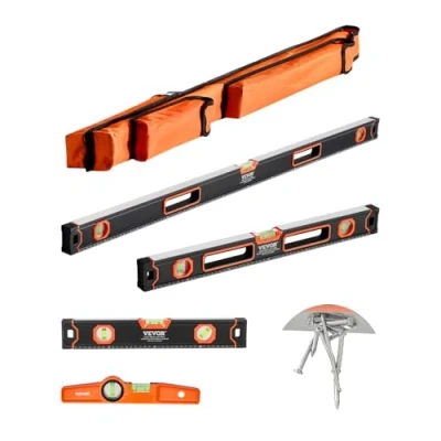 Abbildung von VEVOR 4 teiliges Torpedo Wasserwaagen Set mit Libelle 120/60/40/25cm magnetisch
