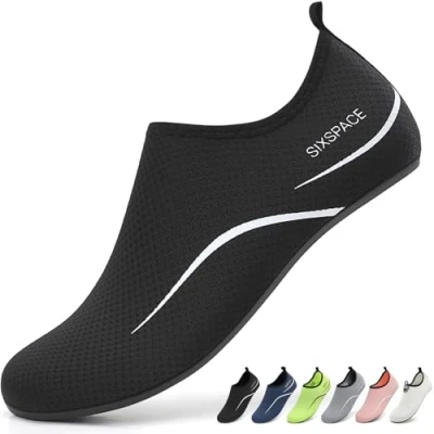 Abbildung von Sixspace Damen Herren Badeschuhe Wasserschuhe Schwimmschuhe Männer Frauen Strandschuhe Barfußschuhe für Strand,Pool,Meer,Wassersport,Tauchen,Surfen,Aqua Cycling(Schwarz 41 EU)