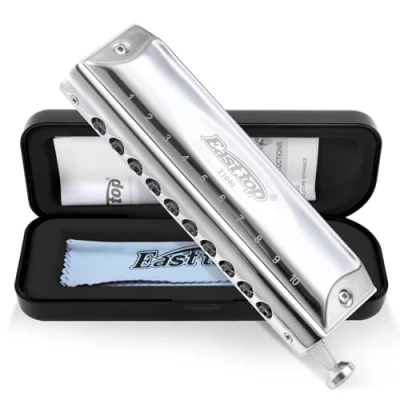 Abbildung von East Top Chromatische Mundharmonika C Key 10 Holes 40 Tunes professionelle Musikinstrument für Spieler, Anfänger, Studenten, Erwachsene,als Geschenk