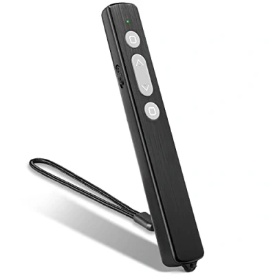 Abbildung von Präsentations Clicker Zeiger mit Trageband, 100M Kabelloser Presenter Pointer für Präsentationen, 2,4GHz USB Powerpoint Präsentation Wireless Present Fernbedienung Windows Mac