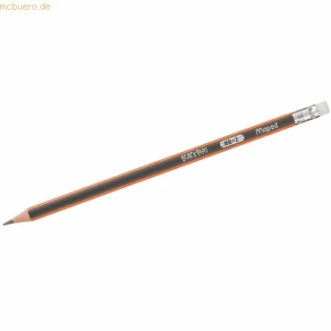 Abbildung von 12 x Maped Bleistift Black&#039;Peps Radiergummikopf HB dunkelgrau/orange