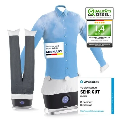 Abbildung von CLEANmaxx Bügelsystem PRO STEAM, automatischer Hemdenbügler + Hosenaufsatz, 1800 W, schnell faltenfreie Kleidung ohne Bügeleisen Bügelbrett für Hemden etc