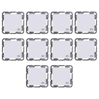 Abbildung von 10x Gira 445403 SCHUKO Steckdose mit Klappdeckel System 55 Reinweiß glänzend