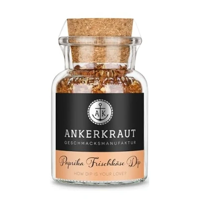 Abbildung von Ankerkraut Frischkäse Gewürz, Dip selber machen für Gemüse, Brot und Fleisch, Paprika Tomate Geschmack, 100 g im Korkenglas