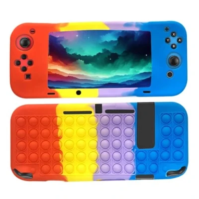 Abbildung von SDTEK Hülle Für Nintendo Switch, Bubble Fidget Pop Weiche Handyhülle Silikon Schutzhülle (Rot/Gelb/Lila/Blau)