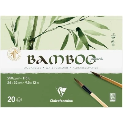 Abbildung von Clairefontaine 975913C Block Bamboo Aquarelle, einseitg geleimt, 20 Blatt Bambuspapier 250g. DIN A4+ 24x32cm, 1