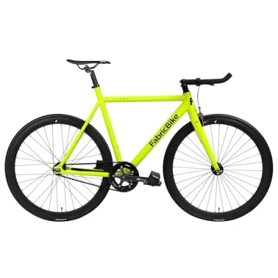 Abbildung von FabricBike Light Fixed Gear Fahrrad, Single Speed Fixie Starre Nabe, Aluminium Rahmen und Gabel, Räder 28&quot;, 4 Farben, 3 Größen, 9.45 kg (Größe M) (M 54cm, Matte Yellow)