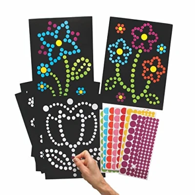 Abbildung von Baker Ross „Blumen“ Kunst aus Klebepunkten 8 Stück, Osternbasteln, Basteln für Kinder (AX877)