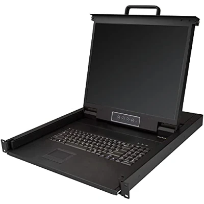 Abbildung von StarTech.com Rack KVM Konsole US Tastatur(QWERTY), Ein Port VGA mit 19&quot; LCD Monitor 1HE Konsolenschublade Kabeln USB Unterstützung 50.000 MTBF (RKCONS1901)