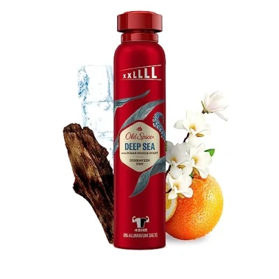 Abbildung von Old Spice Deep Sea Deodorant Körperspray für Herren, 250 ml, 48 Stunden Frische, 0 % Aluminiumsalze, gegen weiße Flecken und gelbe