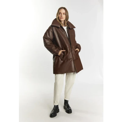 Abbildung von DREIMASTER Vintage Damen Lederjacke M / Braun 100% Lammleder