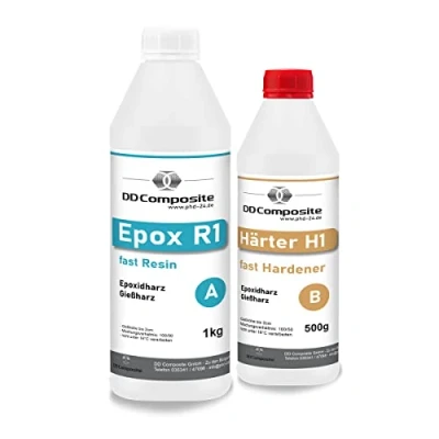 Abbildung von DD Composite Epoxidharz 1kg Epox R1 + 500g Härter H1 fast bis 2cm
