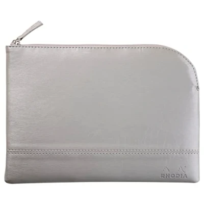 Abbildung von Rhodia 116621C Rhodiarama Reißverschlusstäschchen aus italienischem Kunstleder, M (16x22 cm), Silber, 1 Stück