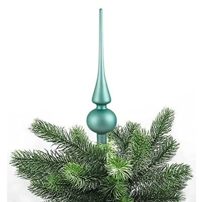 Abbildung von JACK Christbaumspitze Echt Glas 26 x 6 cm Matt Glanz Weihnachtsbaum Spitze Baumspitze Christbaumschmuck Deko, Farbe:Arctic Blue