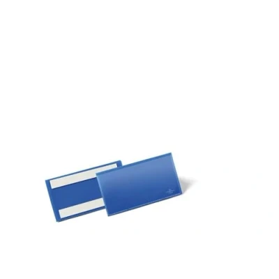 Abbildung von Durable Selbstklebende Etikettentasche, für Etiketten 150 x 67 mm, Packung à 50 Stück, dunkelblau, 176207