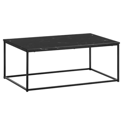Abbildung von FINEBUY Couchtisch FB36841 (100x60x40 cm, Sofatisch mit Marmor Optik Schwarz), Wohnzimmertisch Kaffeetisch Metall Gestell